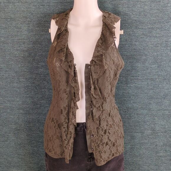 Banana Republic Lace Vest-Top Olive Green - Picture 8 of 11